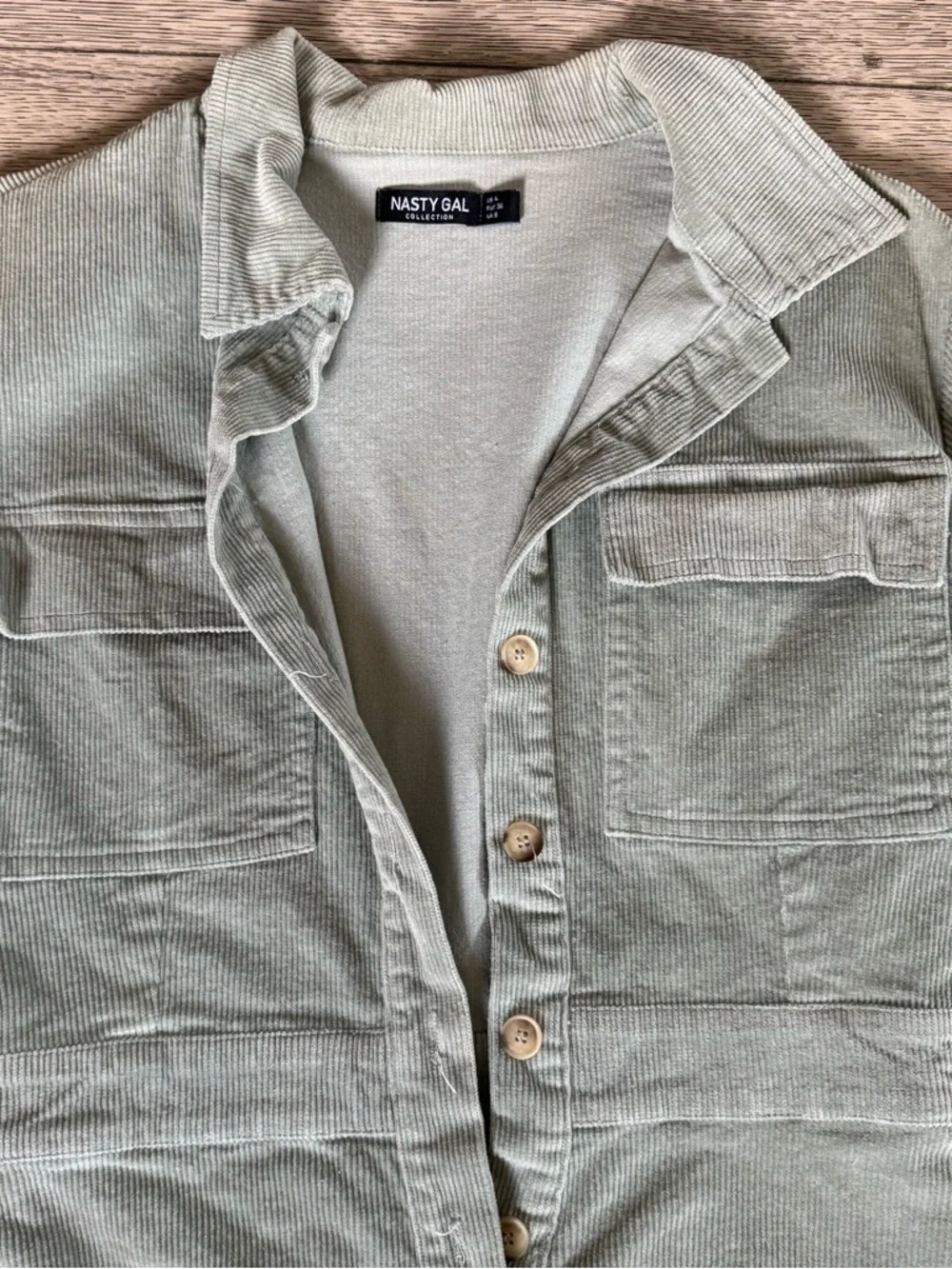 Light Sage Corduroy Romper - Picture 2 of 3